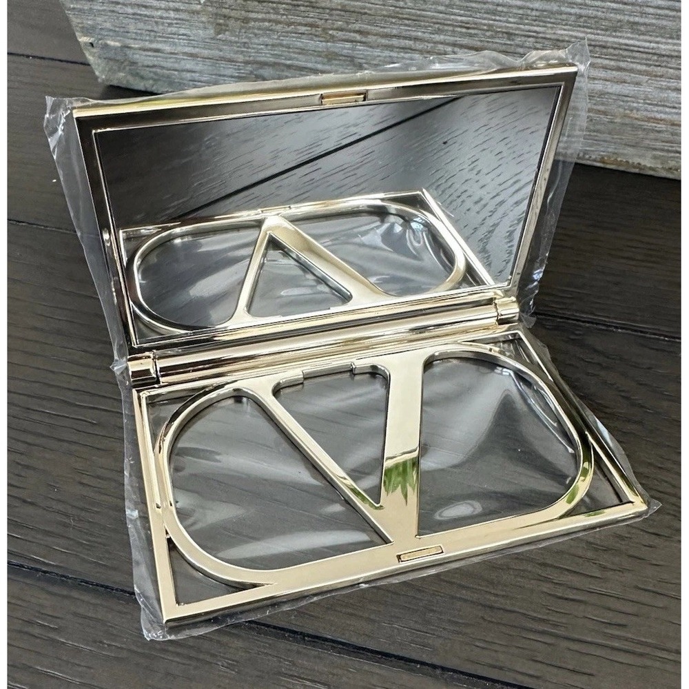 Valentino Beauty Gold V Logo Folding Compact Makeup Mirror Travel Pocket